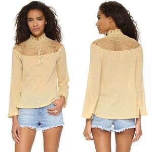 Free People On The Island Crochet Crinkle Top Size Medium